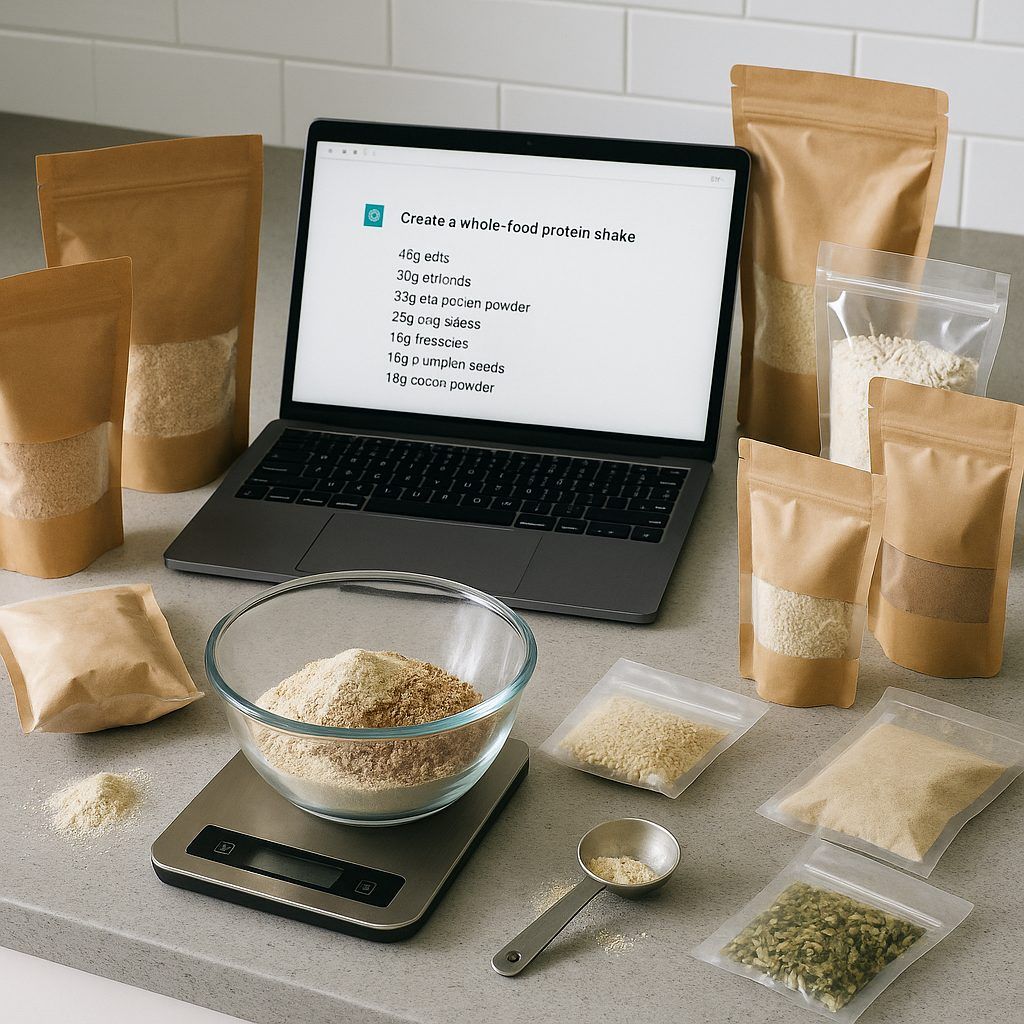 Kitchen iterations - laptop, scale, ingredients